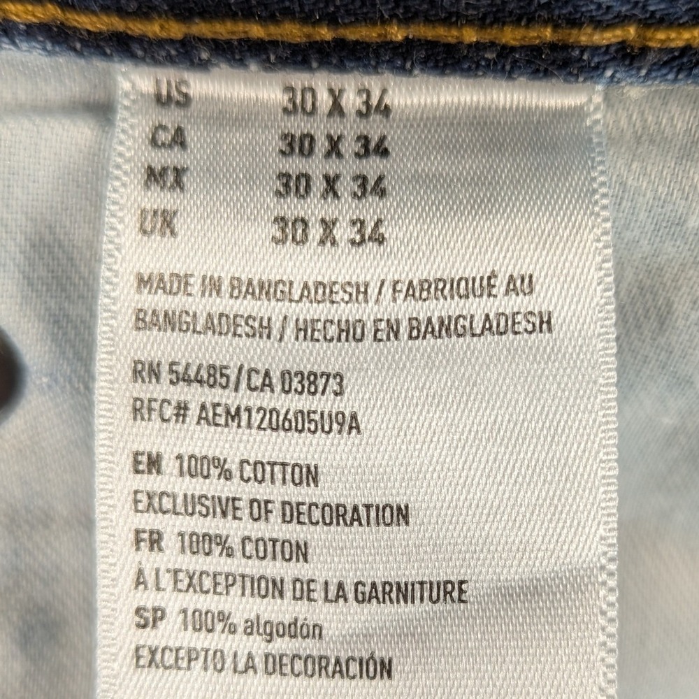 American Eagle Jeans Mens 30 x 34 Original Straight Medium Wash Blue 100% Cotton - Picture 8 of 12